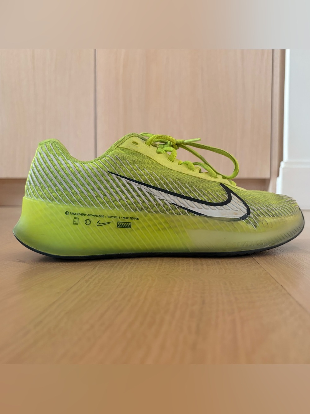 Nike Vapor 11 Tennis Shoe - Discontinued!  Neon Yellow/Black Swoosh